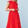 Next Red Tie Waist Embroidery Detail Dress -Women's Shirts & Blouses Sales 4WY402s