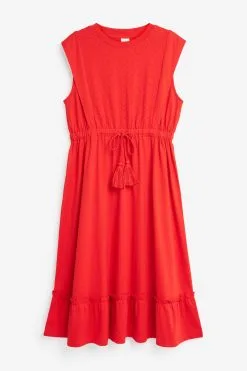 Next Red Tie Waist Embroidery Detail Dress -Women's Shirts & Blouses Sales 4WY402s4