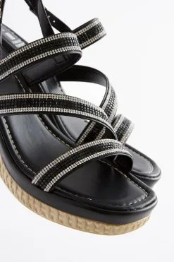 Next Black Forever Comfort Square Toe Bling Wedges -Women's Shirts & Blouses Sales 606846s5