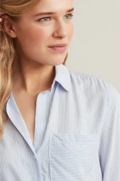 Next Blue And White Stripe Long Sleeve Smart Shirt
