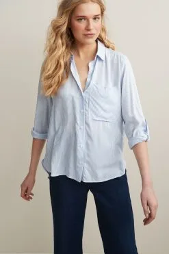 Next Blue And White Stripe Long Sleeve Smart Shirt -Women's Shirts & Blouses Sales 915782s7