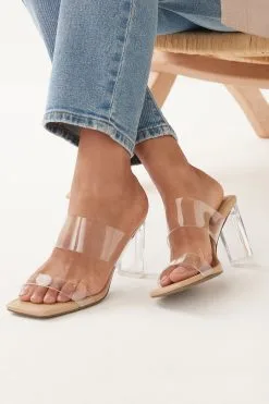 Next Clear Forever Comfort Vinyl Block Heel Mules