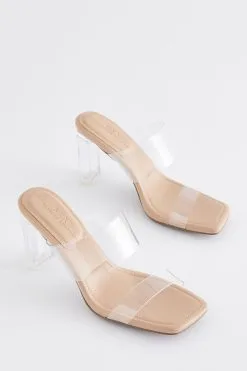 Next Clear Forever Comfort Vinyl Block Heel Mules -Women's Shirts & Blouses Sales A05710s2