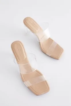 Next Clear Forever Comfort Vinyl Block Heel Mules -Women's Shirts & Blouses Sales A05710s4