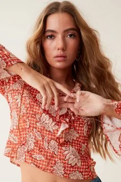 Next Ruffle Tie Front Long Sleeve Top