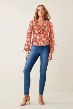 Next Ruffle Tie Front Long Sleeve Top -Women's Shirts & Blouses Sales A34 781s4