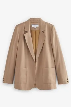 Next Taupe Brown Relaxed Fit Sheen Blazer -Women's Shirts & Blouses Sales A42 368s5