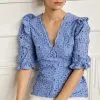 Next V-Neck Short Puff Sleeve Lace Top