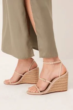 Next Signature Leather Triple Strap Wedges