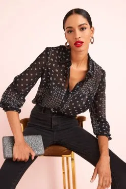 Next Long Sleeve Print Sheer Shirt