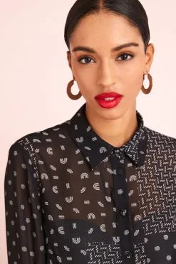 Next Long Sleeve Print Sheer Shirt -Women's Shirts & Blouses Sales C00 097s4