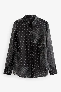Next Long Sleeve Print Sheer Shirt -Women's Shirts & Blouses Sales C00 097s5