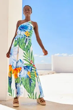 Next One Shoulder Plaited Midi Summer Dress