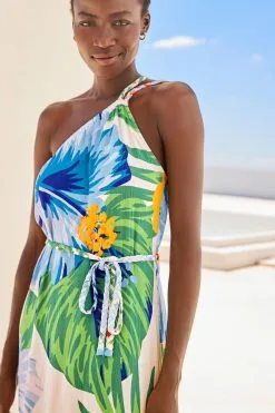 Next One Shoulder Plaited Midi Summer Dress -Women's Shirts & Blouses Sales C00521s3