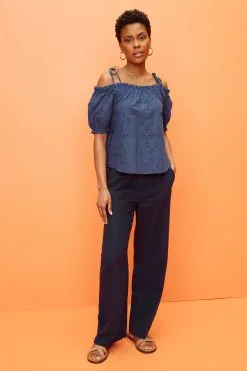 Next Bardot Broderie Puff Sleeve Top -Women's Shirts & Blouses Sales C00679s3