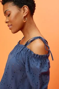 Next Bardot Broderie Puff Sleeve Top -Women's Shirts & Blouses Sales C00679s4