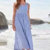 Next Blue Stripe Tie Back Midi Dress -Women's Shirts & Blouses Sales C01 550s