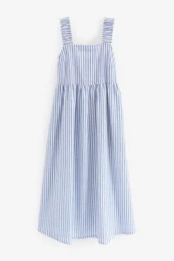 Next Blue Stripe Tie Back Midi Dress -Women's Shirts & Blouses Sales C01 550s4