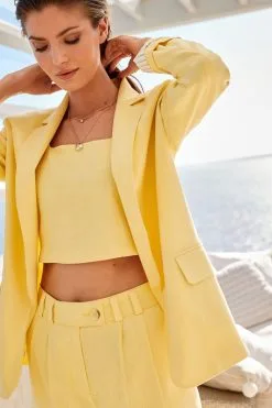 Next Linen Blend Single Breasted Blazer