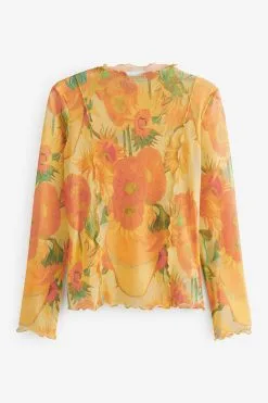 Next APOH Vincent Van Gogh Yellow Sunflower Long Sleeve Mesh Top -Women's Shirts & Blouses Sales C04 490s6