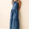 Next Mid Blue TENCEL™ Tie Shoulder Tiered Midi Dress 2 Next Mid Blue TENCEL™ Tie Shoulder Tiered Midi Dress -Women's Shirts & Blouses Sales C04 721s