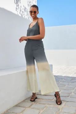 Next Grey/ Cream Ombré Tie Dye Strappy Jumpsuit