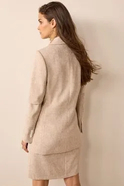 Next Natural Textured Double Breasted Blazer -Women's Shirts & Blouses Sales C05 925s3