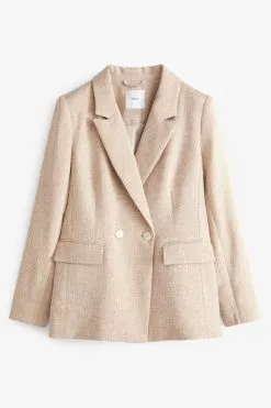Next Natural Textured Double Breasted Blazer -Women's Shirts & Blouses Sales C05 925s5