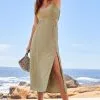 Next Sage Green Sage Green Shine Cut Out Summer Dress -Women's Shirts & Blouses Sales C07 553s