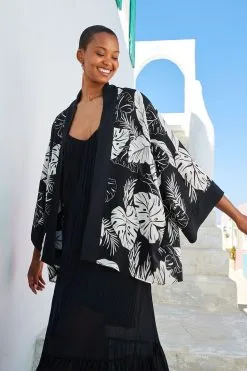 Next Black/White Floral Kimono