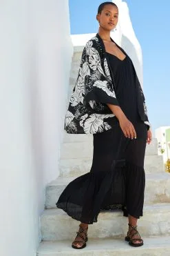 Next Black/White Floral Kimono -Women's Shirts & Blouses Sales C07 965s4