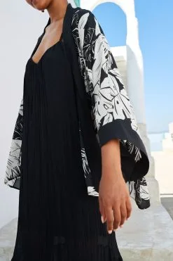 Next Black/White Floral Kimono -Women's Shirts & Blouses Sales C07 965s6