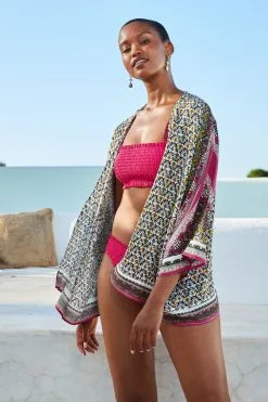Next Pink Tile Print Kimono
