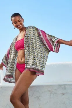 Next Pink Tile Print Kimono -Women's Shirts & Blouses Sales C08 479s4