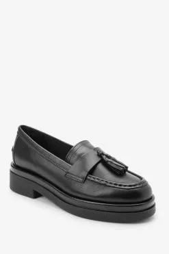 Next Black Forever Comfort® Leather Tassel Crepe Effect Chunky Loafer Shoes -Women's Shirts & Blouses Sales C10 731s6