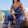 Next Navy Tie Dye Belted Wide Leg Jumpsuit -Women's Shirts & Blouses Sales C13 374s