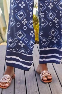 Next Navy Tie Dye Belted Wide Leg Jumpsuit -Women's Shirts & Blouses Sales C13 374s4