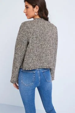 Next Collarless Cropped Bouclé Jacket -Women's Shirts & Blouses Sales C13 893s3
