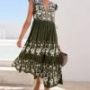Next Embroidered Cotton V-Neck Tiered Midi Summer Dress -Women's Shirts & Blouses Sales C14 698s