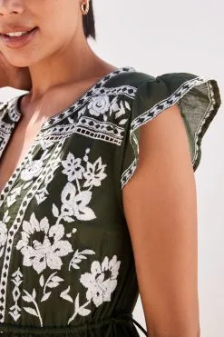 Next Embroidered Cotton V-Neck Tiered Midi Summer Dress -Women's Shirts & Blouses Sales C14 698s4