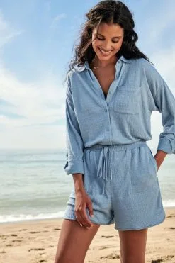 Next Long Sleeve Crinkle Texture Pocket Shirt