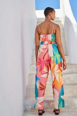 Next Pink Palm Strappy Jumpsuit -Women's Shirts & Blouses Sales C19 846s3