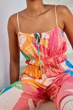 Next Pink Palm Strappy Jumpsuit -Women's Shirts & Blouses Sales C19 846s4