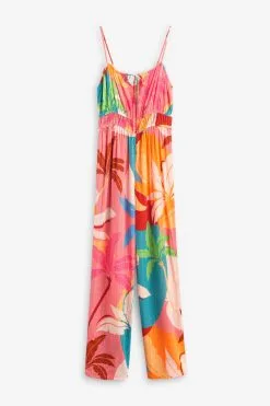 Next Pink Palm Strappy Jumpsuit -Women's Shirts & Blouses Sales C19 846s5
