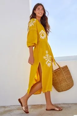 Next Linen Rich Embroidered Midi Summer Dress -Women's Shirts & Blouses Sales C21 238s3