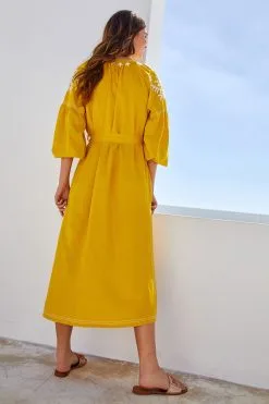 Next Linen Rich Embroidered Midi Summer Dress -Women's Shirts & Blouses Sales C21 238s4