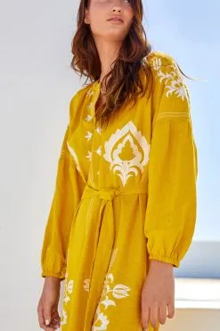 Next Linen Rich Embroidered Midi Summer Dress -Women's Shirts & Blouses Sales C21 238s5