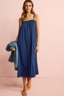 Next Strappy Cami Shirred Midi Dress