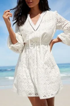 Next White Long Sleeve Broderie Summer Dress 10 Next White Long Sleeve Broderie Summer Dress -Women's Shirts & Blouses Sales C24 357s4