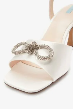 Next Ivory Forever Comfort® Wedding Sparkle Bow Trim Bridal Sandals -Women's Shirts & Blouses Sales C24 499s9
